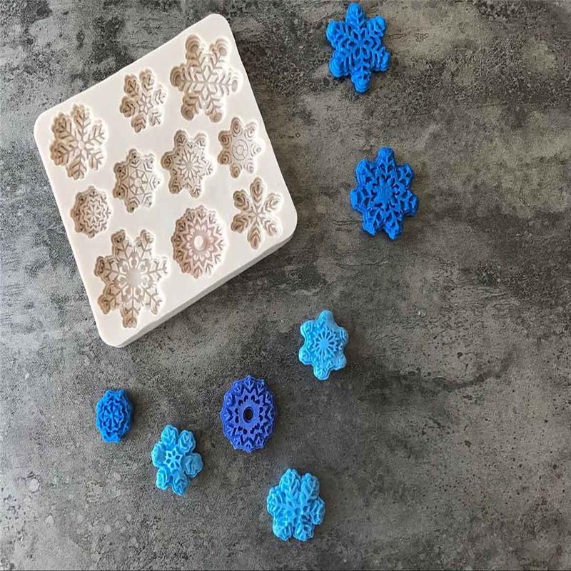 Stampo in Silicone Forma Fiocco di Neve Decorazione per Sapone Fondant Zucchero Artigianato