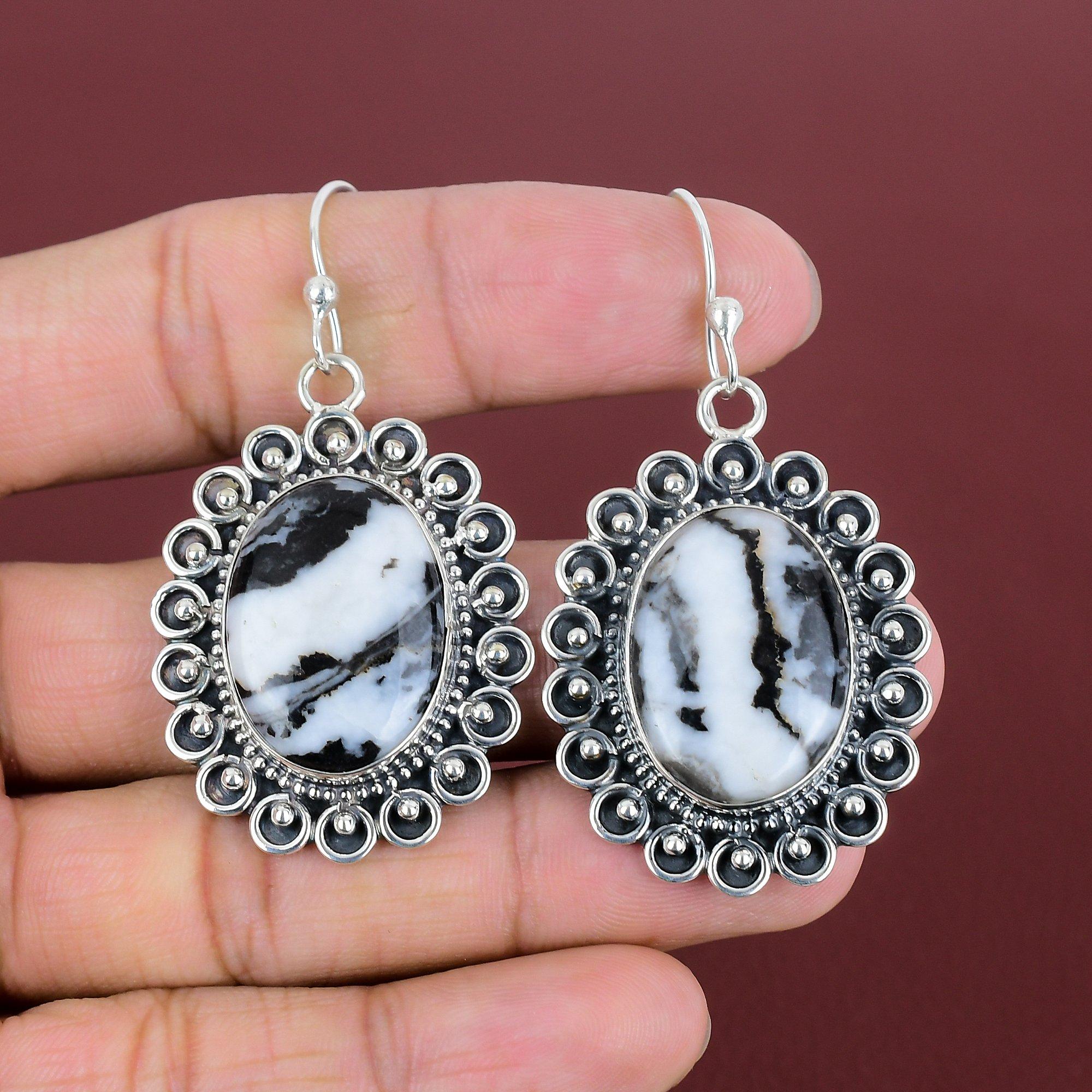 White Buffalo Turquoise Earring 925 Sterling Silver Earring Gemstone Jewelry Handmade Earring Gifts For Mom Dainty Jewelry Earring For Women