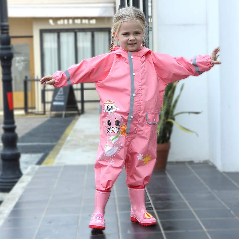 Children's Waterproof Footed Raincoat & Pants Set for Toddlers and Kindergarten Boys & Girls