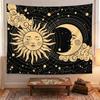 Vintage Tapestry SunMoon Astrology Tapestry Celestial Black Gold Backdrop Cloth Hippie Bohemian Wall Tapestry Mandala Home Decor