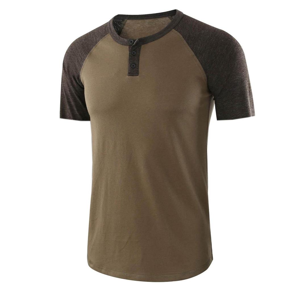 Men Spring Summer Casual Slim Patchwork Short Sleeve T Shirt Top Blouse