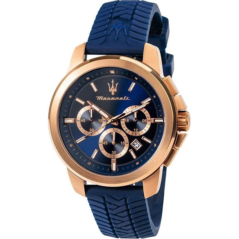 Maserati Successo Blue Silicone Gents Quartz Chronograph with Date R8871621034 синий