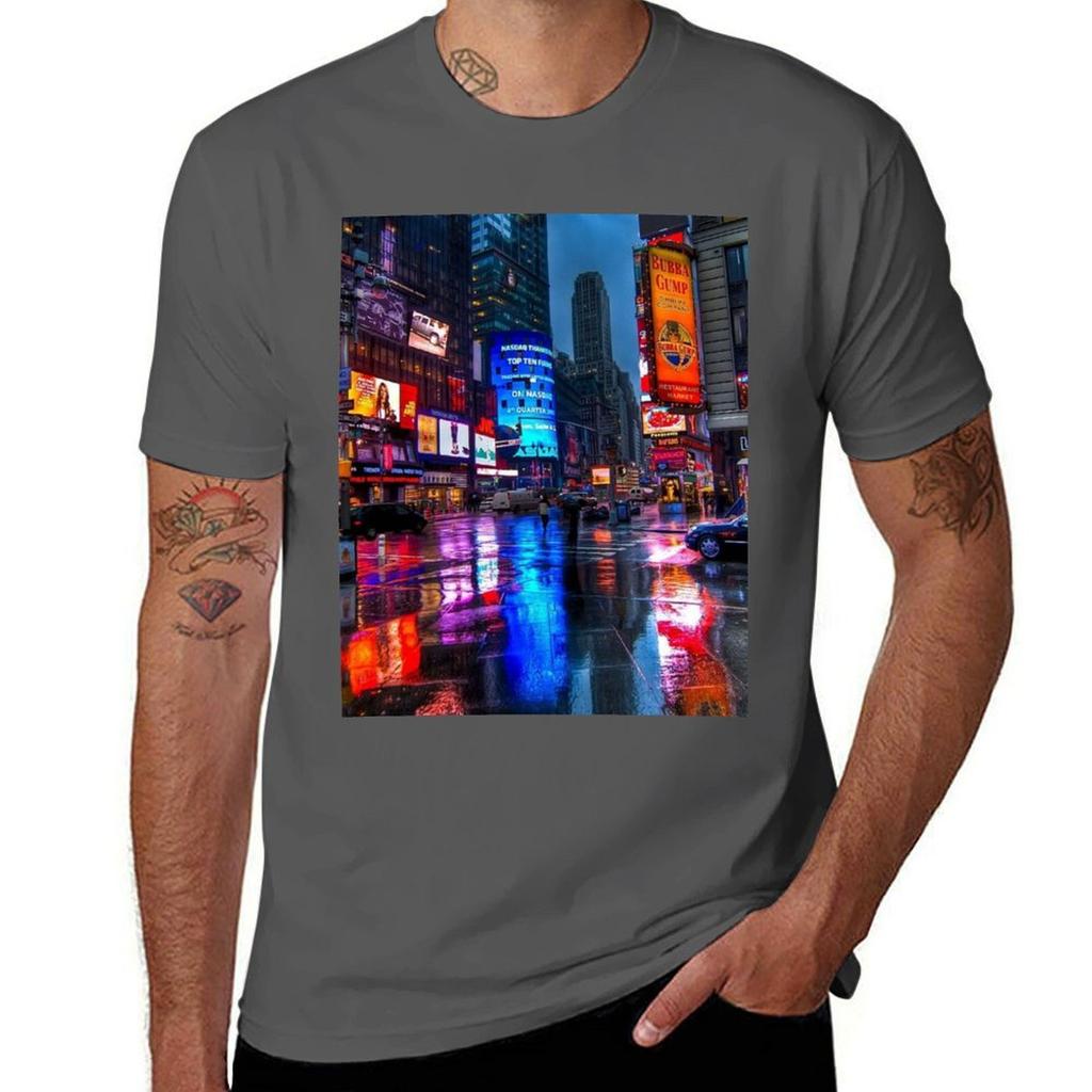 Tokyo City Neon Street Tshirt Big Size Short Sleeve Casual Top