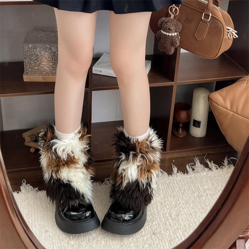 Winter Y2k Vintage Faux Fur Leg Warmers Warm Furry Boots Cover Socks Punk Jk Knee-length Sock Hiphop Hotgirl Cosplay Accessories
