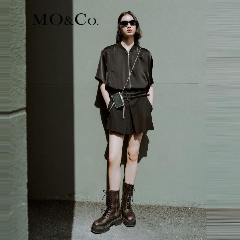 MO&Co. 2024 Summer Irregular Pleated A-Line Skort with Belt