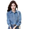 Women's 2024 High-End Retro Layered Blue Denim Shirt