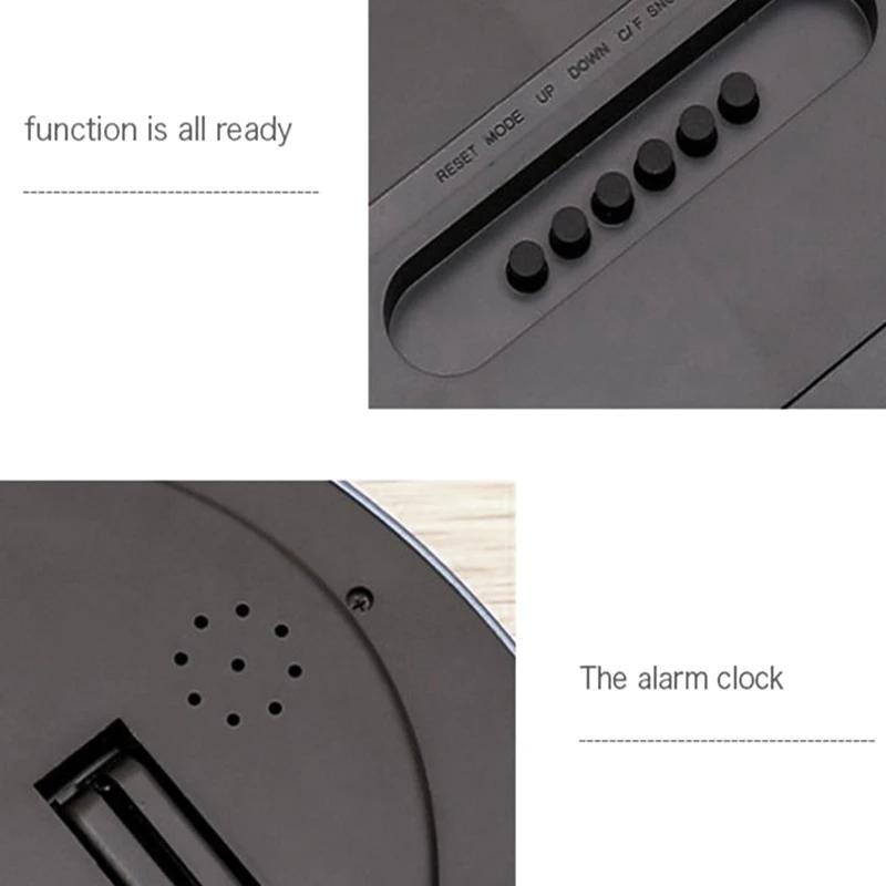 ELEG-Affichage de la température Horloge Murale Électronique Numérique LCD Moderne Calendrier LED Support Montre Silencieux pour Décoration de Maison Bureau