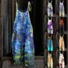 Damemote Sommer Søt Løs Casual Print Retro Strappy Jumpsuit