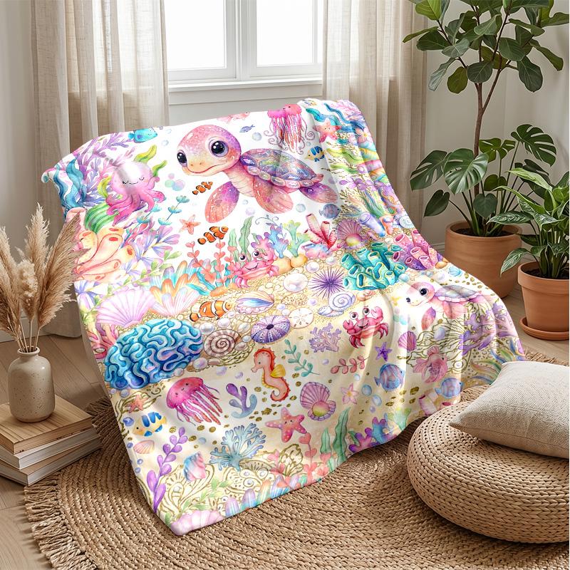 Underwater Fantasy World 2 Theme Blanket Lightweight Warm Flannel Blanket Decorative Throw Blanket for Home Decoration