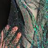 Glitter Sequin Lace Fabric Iron Bronzing Wave Pattern Polyester Material Bridal Wedding Party Evening Dress Fabric DIY Textile