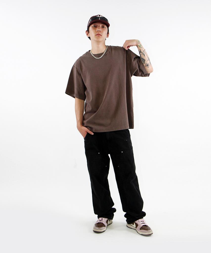 Keuligeon Pigment 3 Stitch Semi-Oversized Short Sleeve Tee Faded Brown