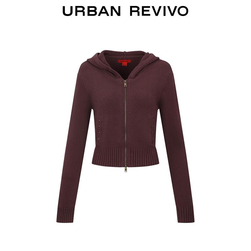 UR Women's 2025 Winter Hooded Rivet Pocket Knit Cardigan