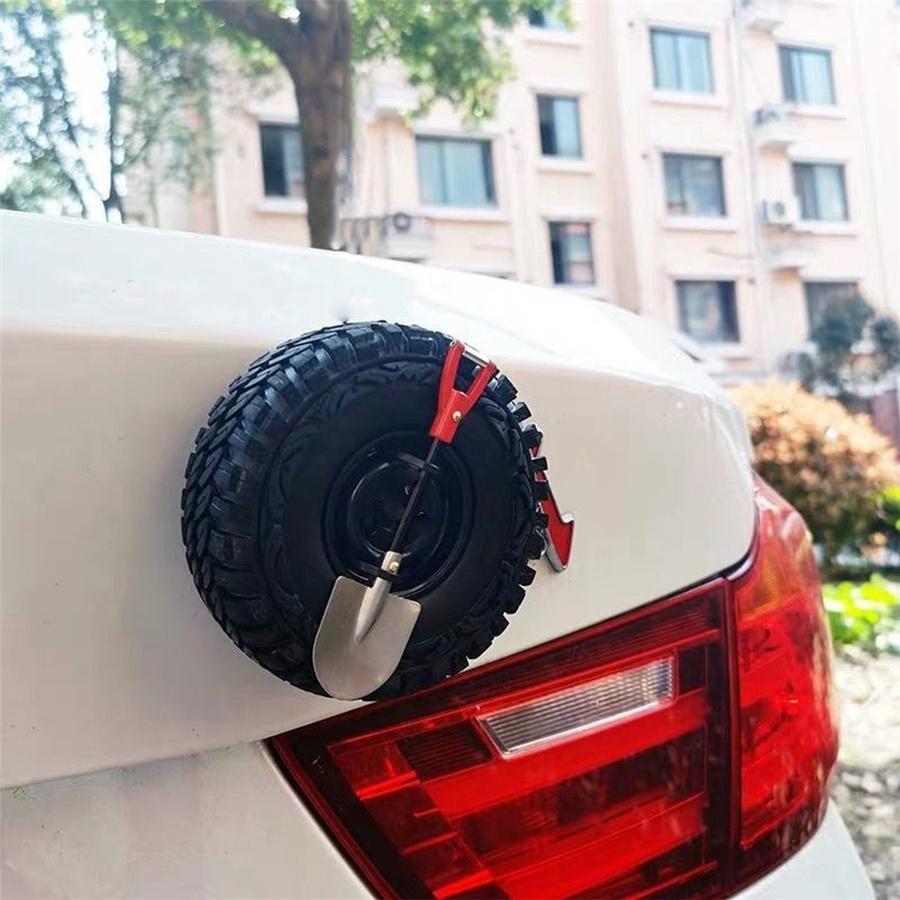 Car tail decoration sticker Ornaments Mini Off-Road Trunk Small Spare Tire 3d stereo Decoration