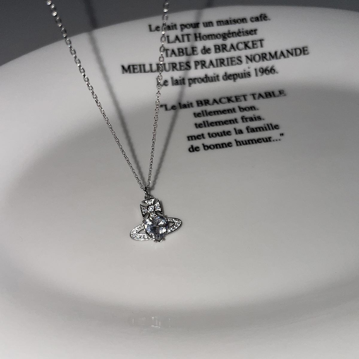 

Вдовствующая императрица Сатурн циркон кулон ниша легкое роскошное ожерелье женское высокое чувство стерлингового серебра 925 пробы персонализированное ожерелье с подвеской 925 silver