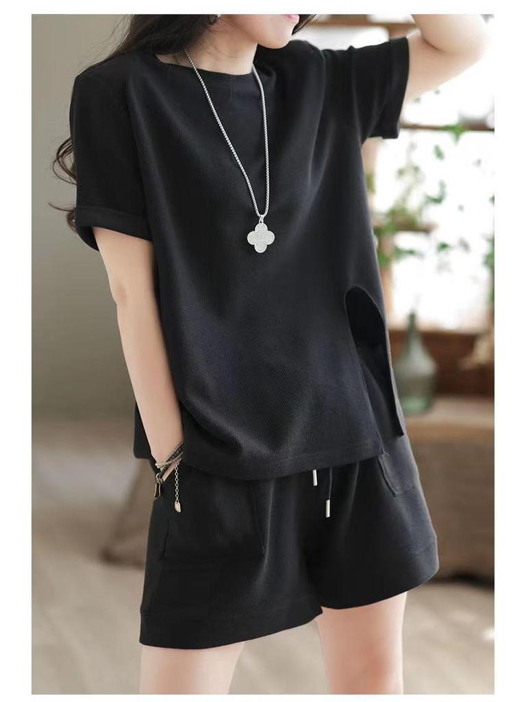 Damen Retro Freizeitshorts & T-Shirt Set - Sommer 2025 Modetrend
