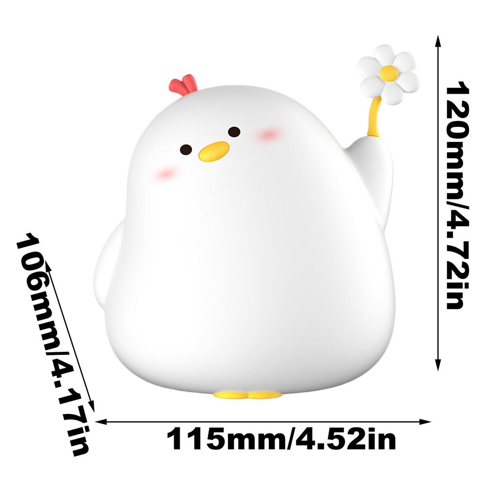 Chick Night Lamp Cartoon Pat Nursery Nightlight Silicone Nursery Nightlight Rechargeable Squeeze Animal Lamp With 3 Light Modes