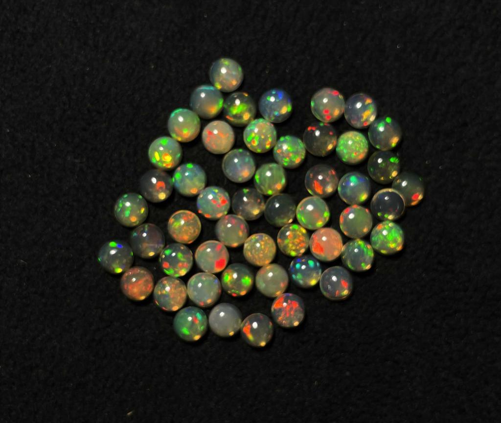Natural Excellnt Quality Ethiopian Opal Round Cabochon Loose Gemstone Lot 30 Pcs 6 MM Opal Cabochon Gemstone For Jewelry Making