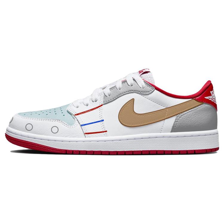 

Jordan Air Jordan 1 Cushioning, Non Slip, And Waterproof Low top Vintage Basketball Shoes Unisex White Red CZ0790-161(Team366-) 42