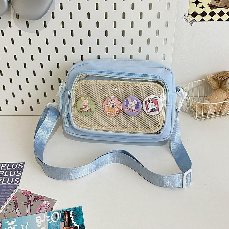 Pain bag Crossbody pain bag Daily versatile transparent baby bag Shoulder canvas Large capacity Campus commuting Pain bag Trendy cool