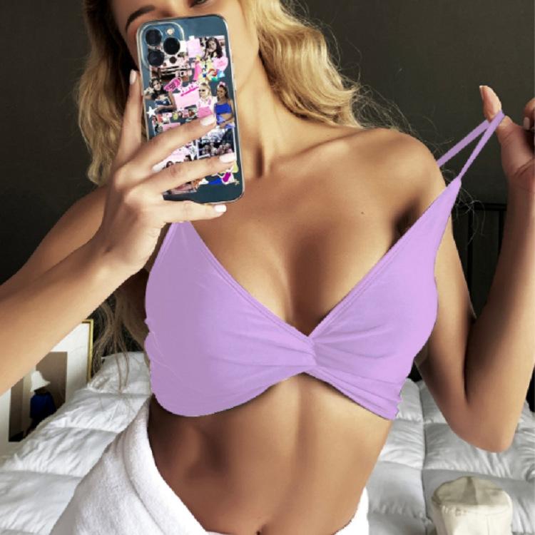 TS JYL-BK076 Solid Bikini Set, Triangle Alluring Swimwear For Hot Spring S