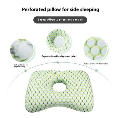 Almofada para Piercing de Orelha com Enchimento de Algodão Almofada Ergonômica Respirável com Orifício para a Orelha Almofada Portátil Confortável para Brincos
