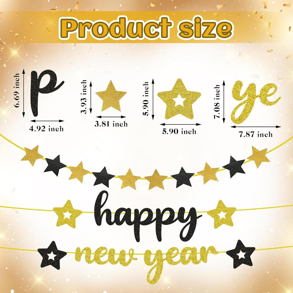 Happy New Year Decoration Banner 2026, Happy New Years Banners, New Years Sign NYE Banner for 2026 New Year Eve Party Supplies
