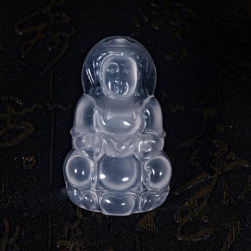 

Ледяной Золотой Шелковый Нефрит Кулон Ожерелье Гуаньинь - Унисекс Нефритовый Будда Бодхисаттва Украшение