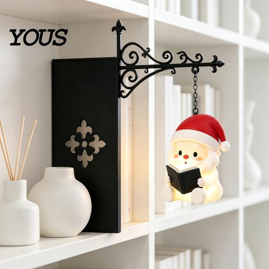 Bookshelf Lantern Lamp Christmas Vintage Lamp, Light-up Santa Claus Snowman Reindeer Decor, Hanging Book Divider Label for Reading Nook, Home, Library