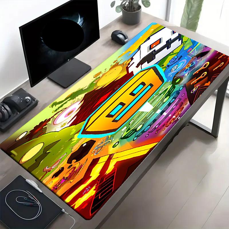 Geometry Dash Print Mouse Pad, Anti‑Slip Desktop Keyboard Mat, for PC Laptop Gaming Working Daily Use, Cool Festival Surprise Gift