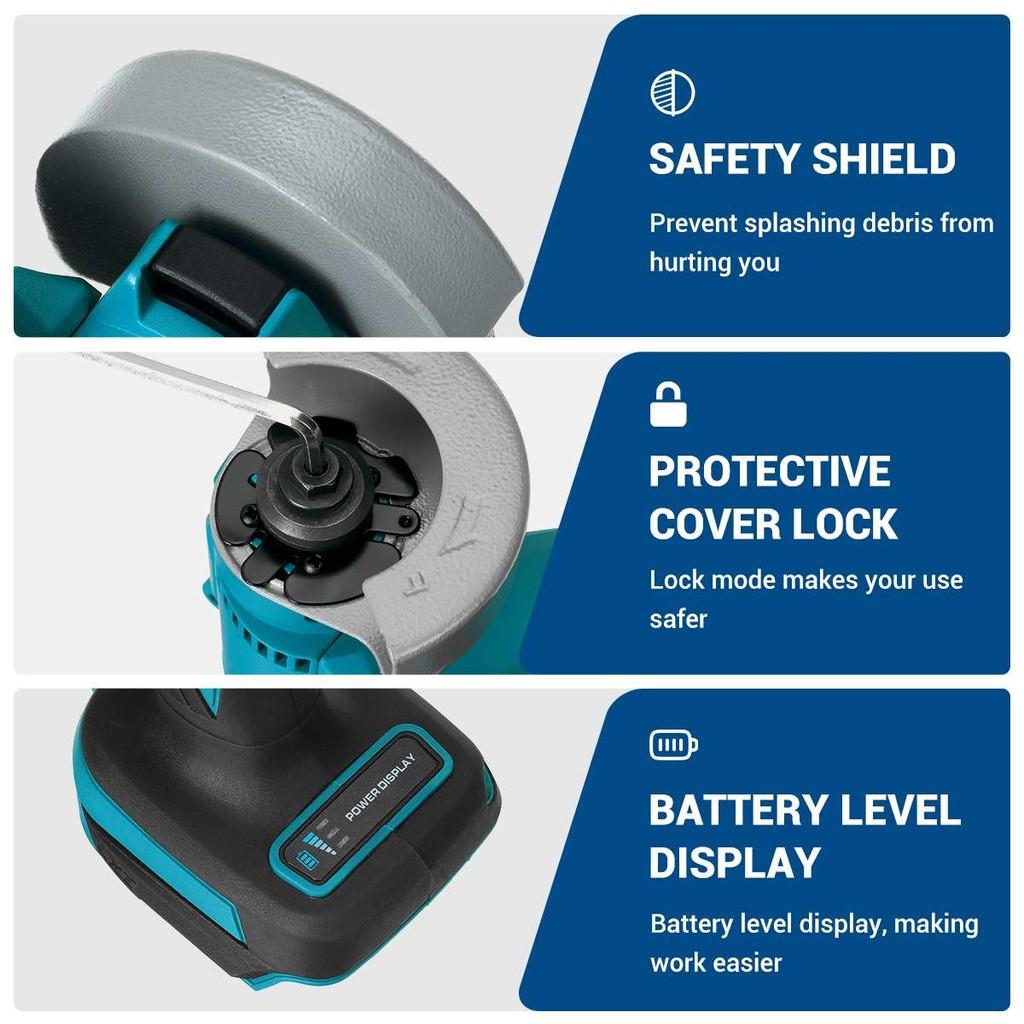 76mm Brushless Electric Angle Grinder Wireless Adjustable Speed Cutting Machine Portable Woodworking Power Tool