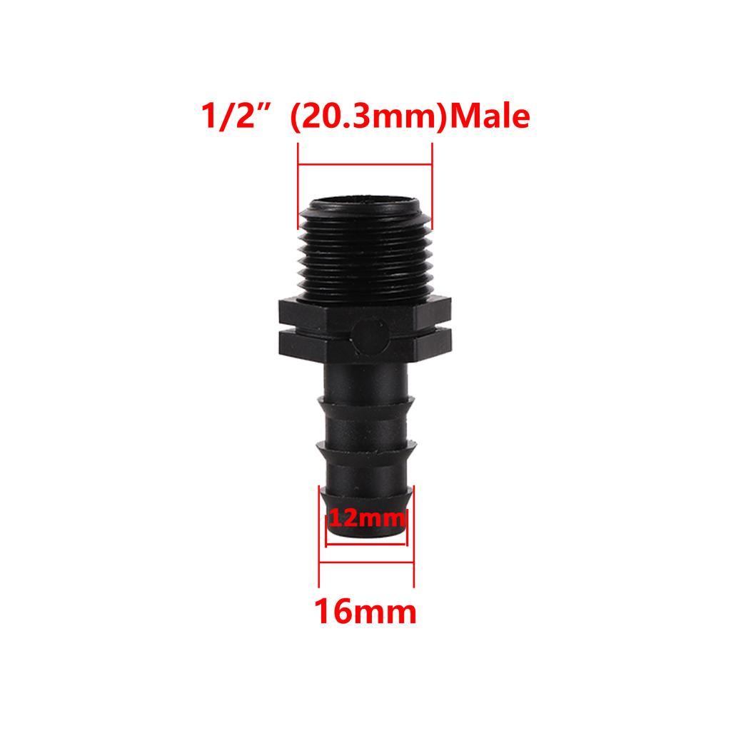 5Pcs 1/2 3/4 Female Male Thread to 16mm 20mm Hose Barb Straight Connector Garden Irrigation Water Pipe Coupling Reducing Adapter