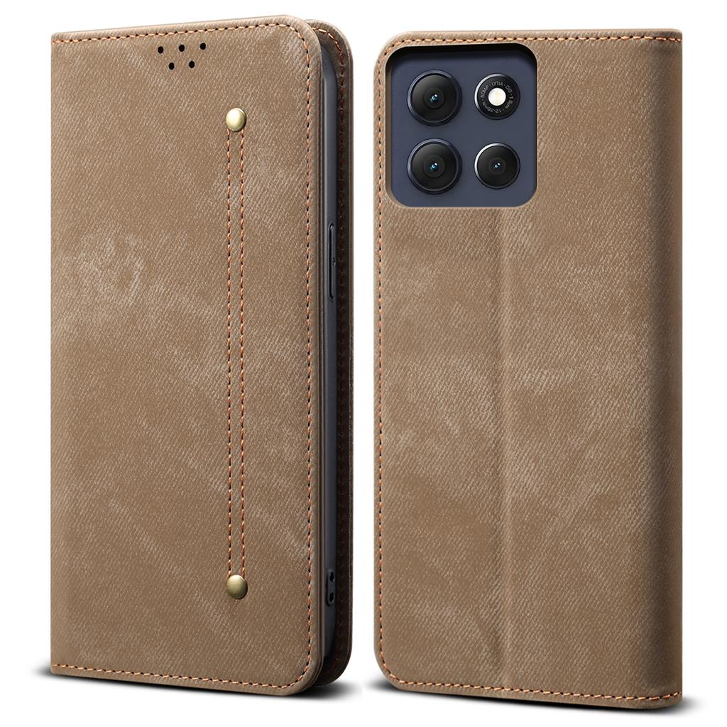 For Motorola Moto G86 5G Case Jeans Cloth Texture Anti-Scratch Leather Stand Phone Cover