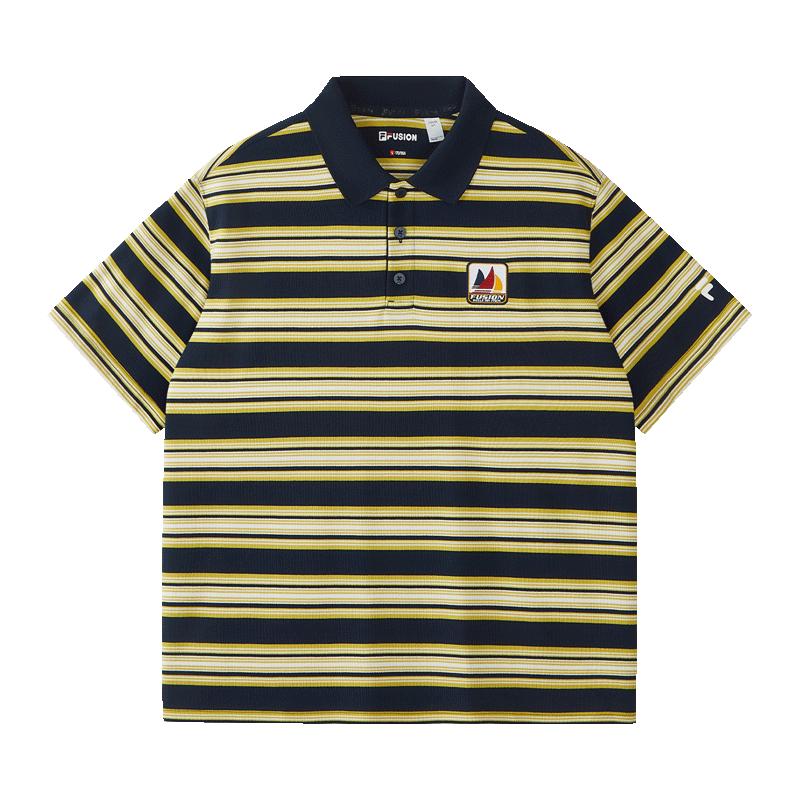 FILA FUSION Men s Striped Knit Polo Shirt L