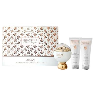 Afnan Souvenir Floral Bouquet Eau De Parfum 100ml Gel De Ba??o 100ml Locion Corporal 100ml