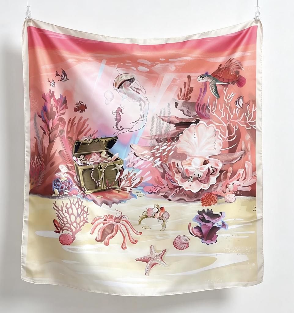 Beach sunset fashion silk scarf print 91CM silk square scarf decorative scarf scarf versatile shawl silk scarf