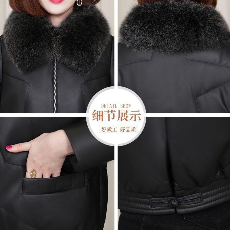 Leather jacket women's new autumn and winter leather down cotton jacket with cotton short women's thickened fur jacket