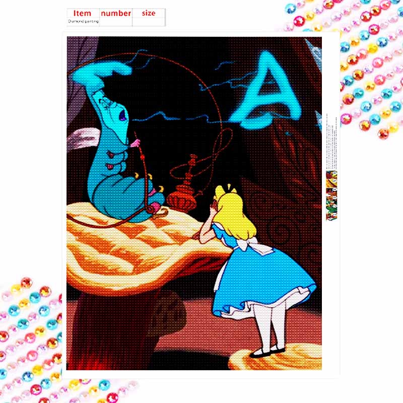 Disney Diamond Painting Full Diamonds 5D Caterpillar Alice Diamond Art Home Decoration Creative Handicrafts