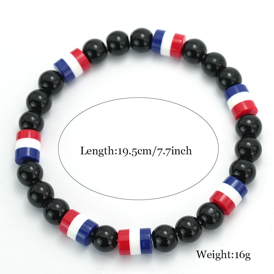 New Handmade National Flag Color Strand Bracelet Men Women 8mm Obsidian Stone Braclet Meditation Healing Braslet Leisure Jewelry