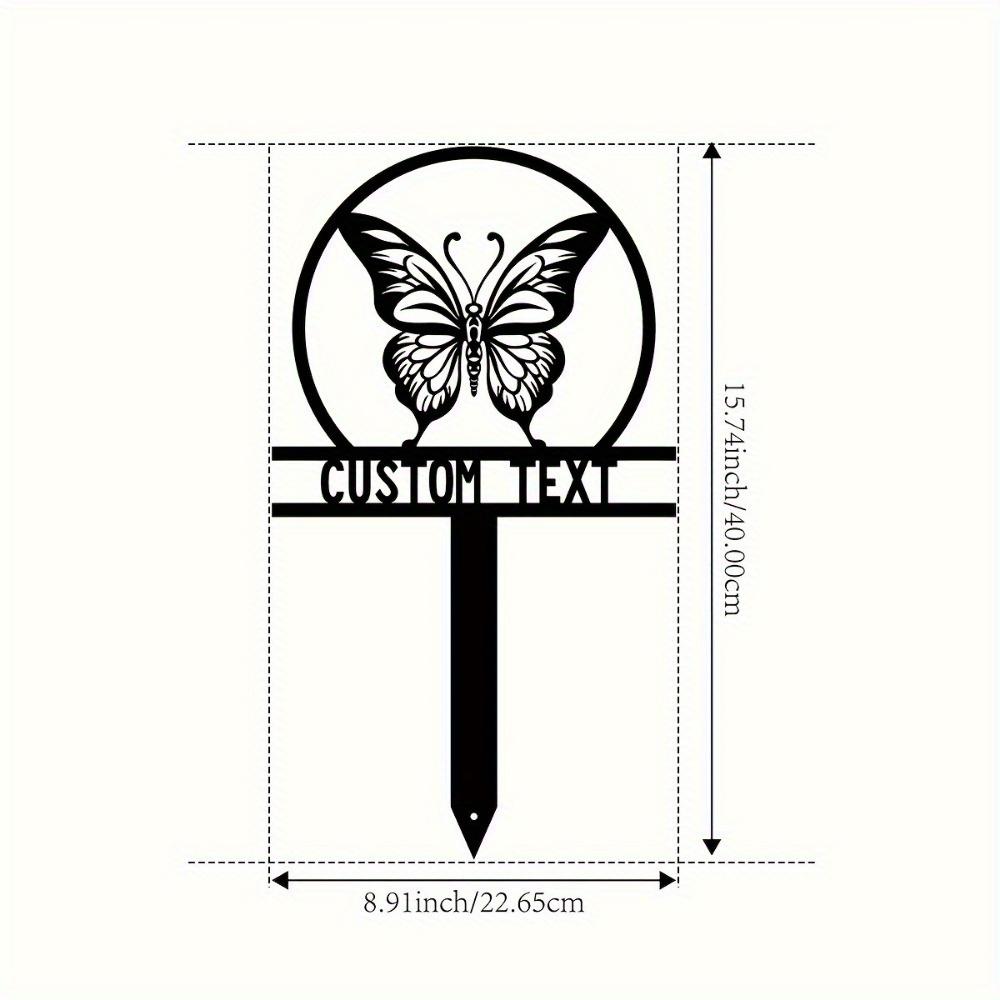 Metal Butterfly Garden Stake, Lawn Sign, Outdoor Yard Art, House Number Marker TYDZ003096