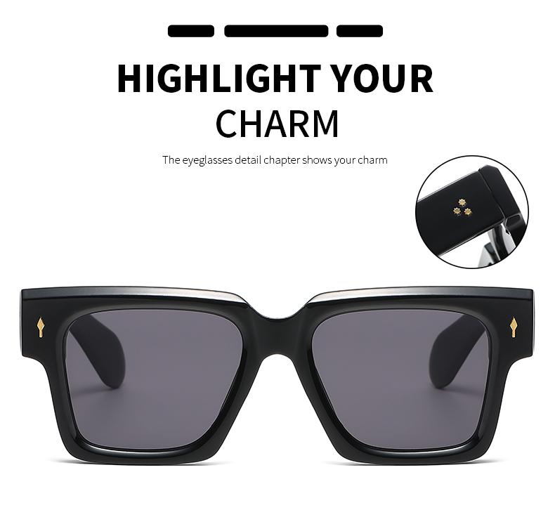 2pcs Luxury Brand Square Sunglasses Women Classic Designer Sun Glasses Vintage Rivet Punk Sexy Ladies Eyeglasses Shades UV400