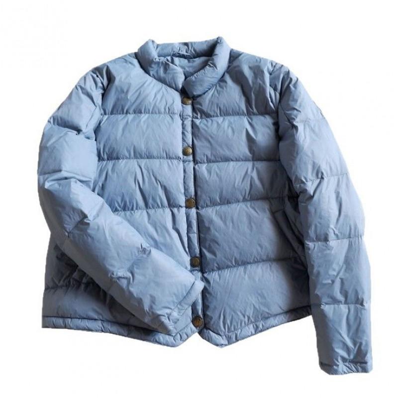 Womens Lightweight Short Down Jacket Winter Minimalist Chic Puffer Coat Slim Fit Stand Collar