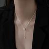 PONYKISS  Sterling Silver Zircon Hollow Round Tassels Chain Necklaces for Women Trendy Fine  Minimalist Accessories