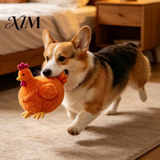 Interactive Companionship Toys for Dogs Simulated Chicken Plush Dog Toy, Squeaky Chew Toy Corgi, Durable Bite Resistant Snuffle Pets Pet Training And