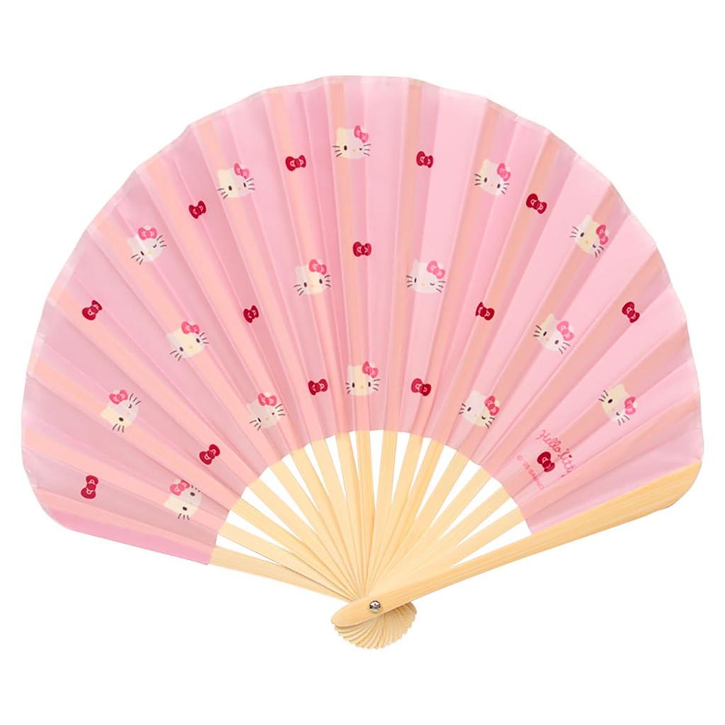 Sanrio Hello Kitty Folding Fan Bamboo and Includes a convenient carrying case (Main Unit Paper, Case Polyester) (Product Number 493325)