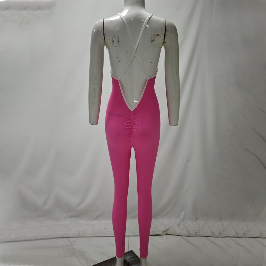 Women's Suspenders Outdoor Sports Jumpsuit Sleeveless Quick-drying Thread Tight Fitness Jumpsuit Yoga Suit
