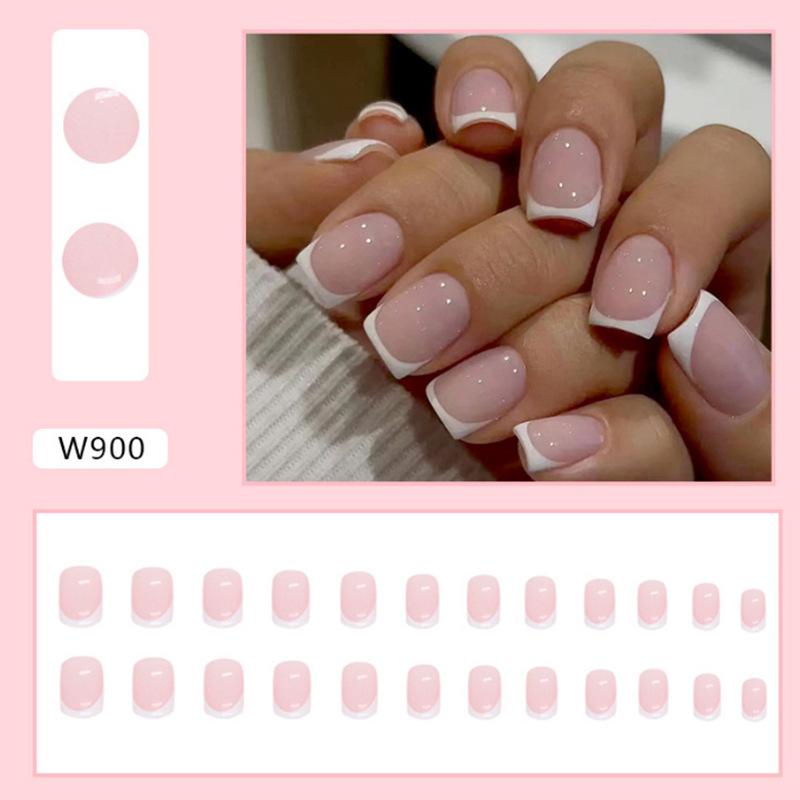 

Girl Powder Sweet Short Nail Art Film Pure White French Fashion Versatile Classic But Not Outdated Wear Armor