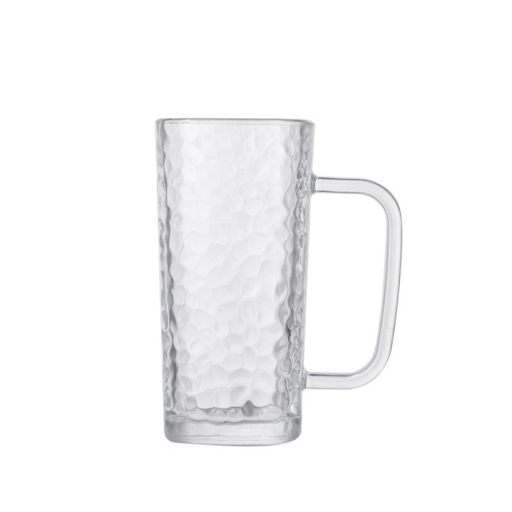 1Pcs Ins Square Transparent Glass Cup Heat Resistant Ergonomic Handle Water Cup Juice Glass For Home Bar Drinkware