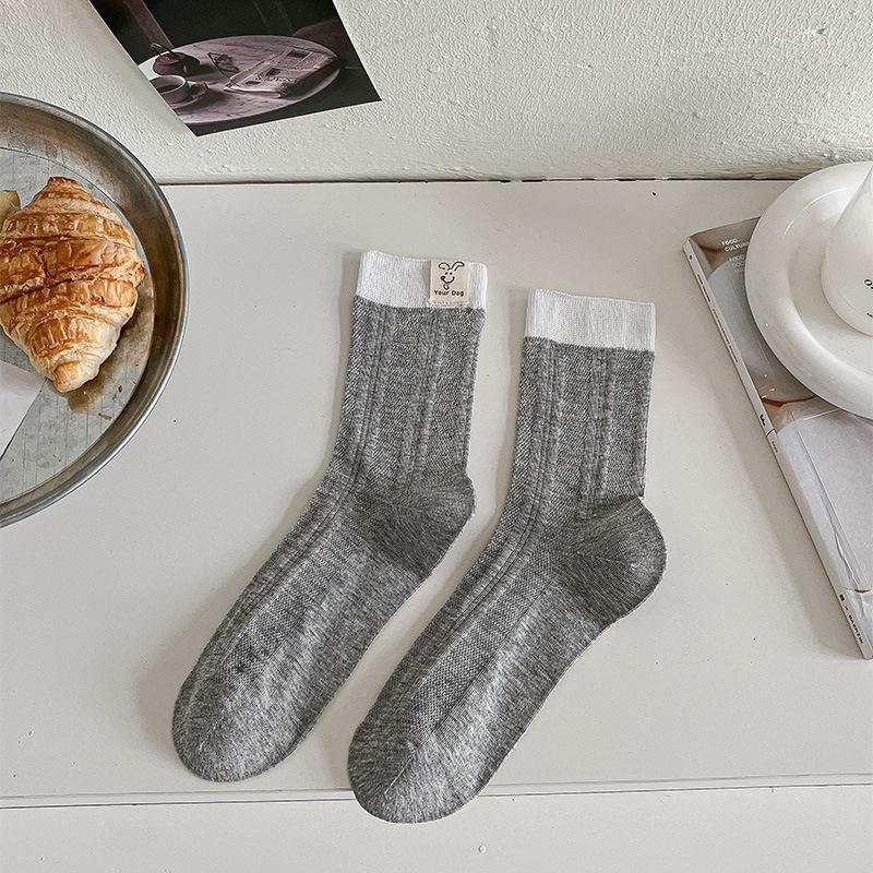 

Cloth Label Puppy Medium Tube Socks Color Matching Versatile Light And Thin Mesh Breathable Confinement Socks Tide One size світло-сірого кольору