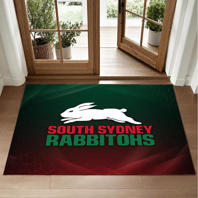 South Sydney Rabbitohs Design Crystal Velvet Rug Soft Decorative Mat for Bedroom Entrance