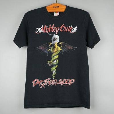 2003 Motley Crue Dr.Feelgood Juodi trumpomis rankovėmis Unisex marškinėliai Pakartotinis spausdinimas KH11449 Unisex marškinėliai
